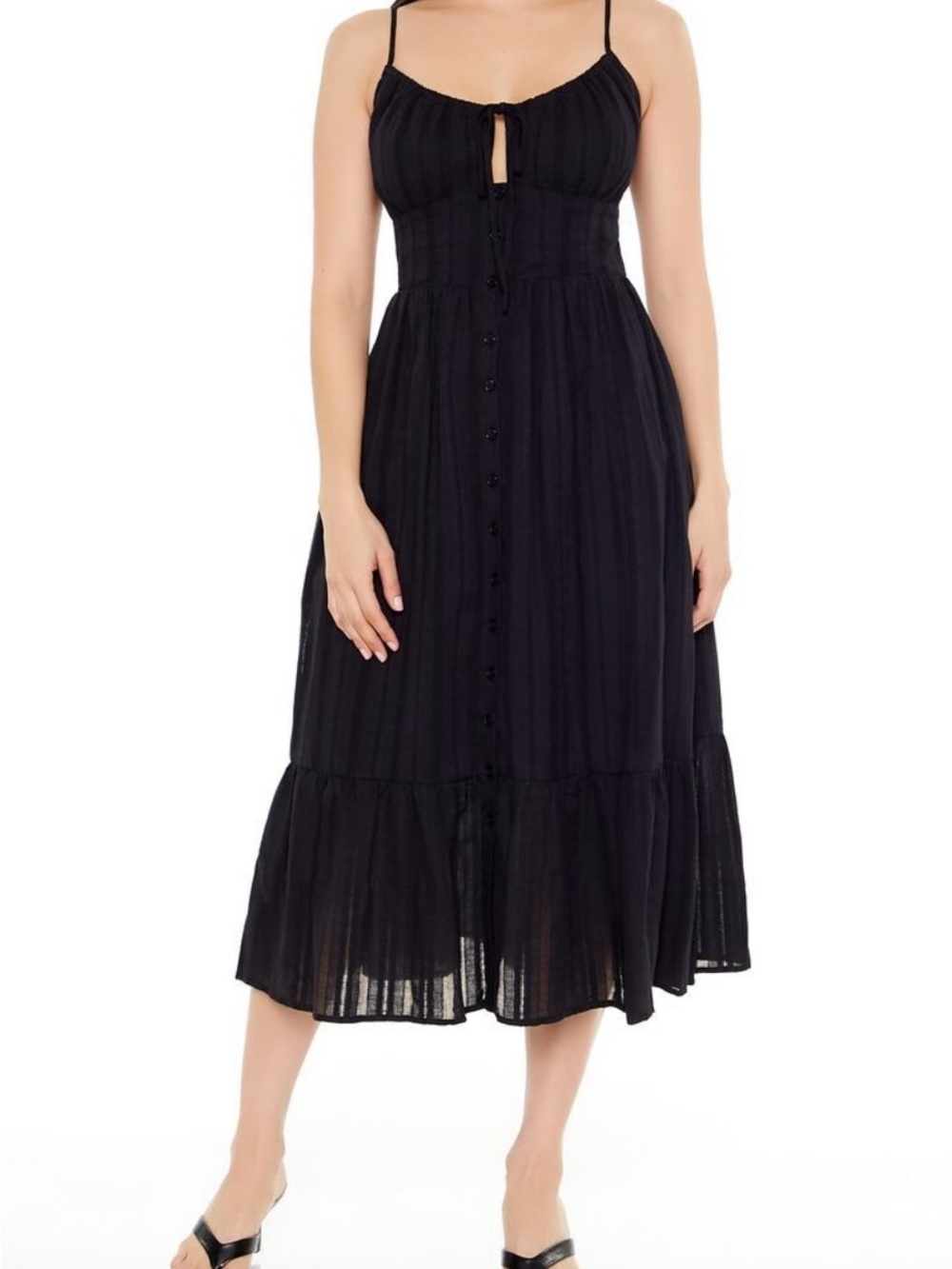 NWOT Cotton black smocked back dress